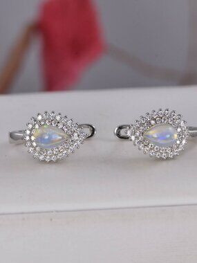 Pear Cut Natural Ethopian Double Halo Pear Earrings 925 Sterling Silver